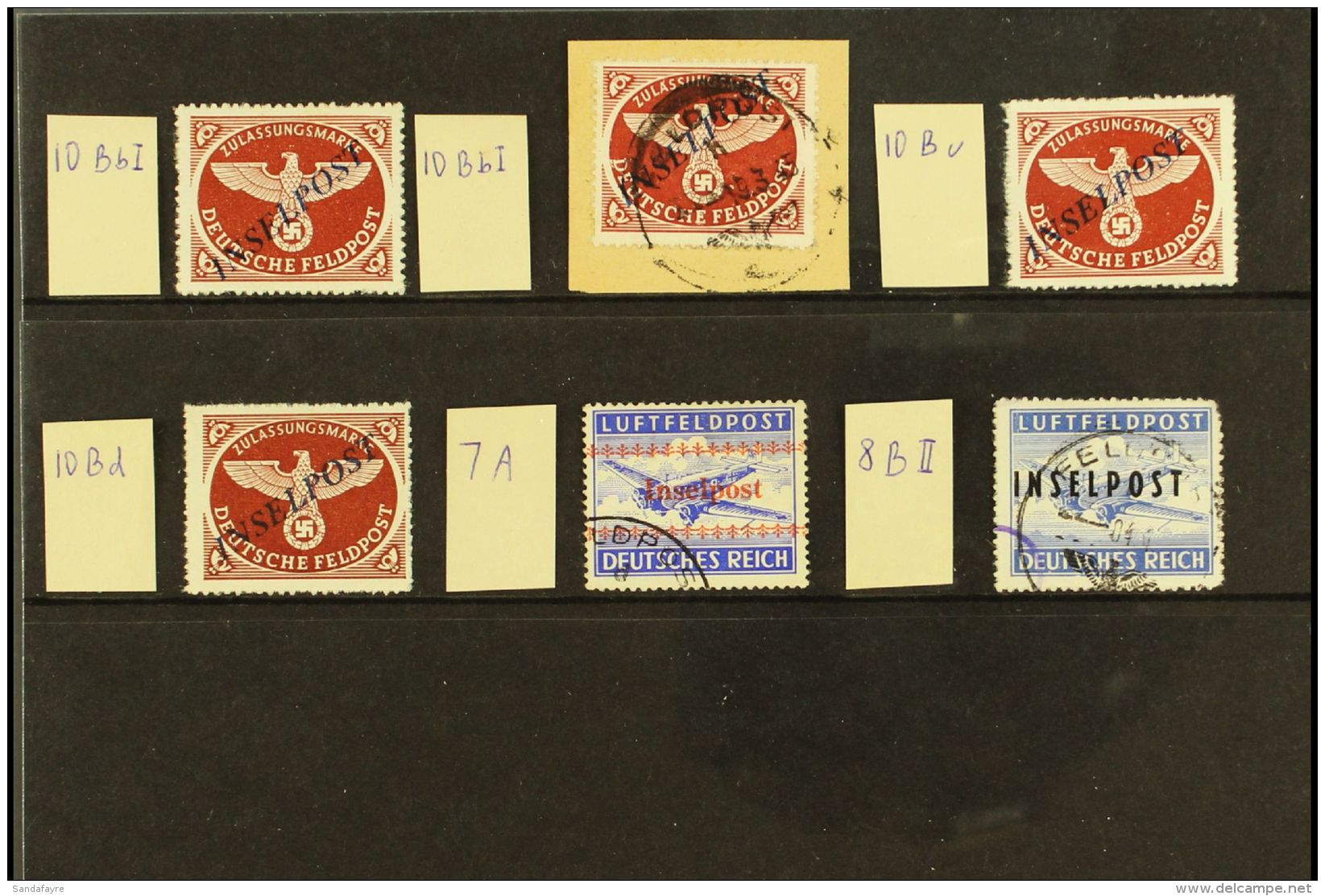 INSELPOST 1944 Fine Mint &amp; Used Selection Of Overprints On A Stock Card, Comprising AGRAMER Michel 10 Bb I... - Andere & Zonder Classificatie