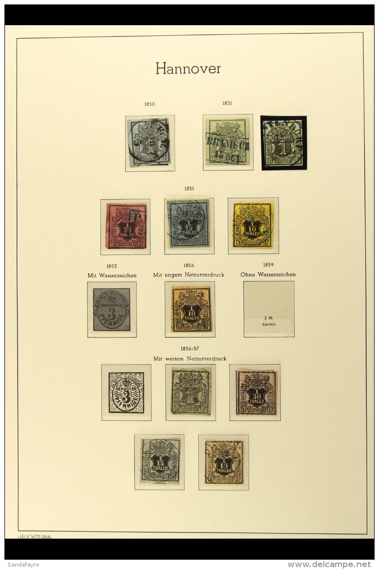 HANOVER 1850-65 USED COLLECTION On Printed Pages With 1850 1gr, 1851 Set Complete (1/30th Just Shaved To Bottom Of... - Andere & Zonder Classificatie