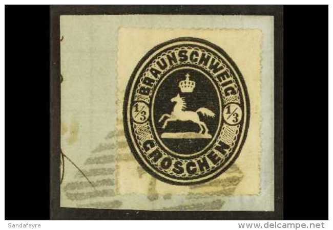 BRUNSWICK 1865 1/3gr Black, Mi 17, SG 28, Very Fine Used On Piece, Clear "7" In Diamond Cancel. For More Images,... - Sonstige & Ohne Zuordnung