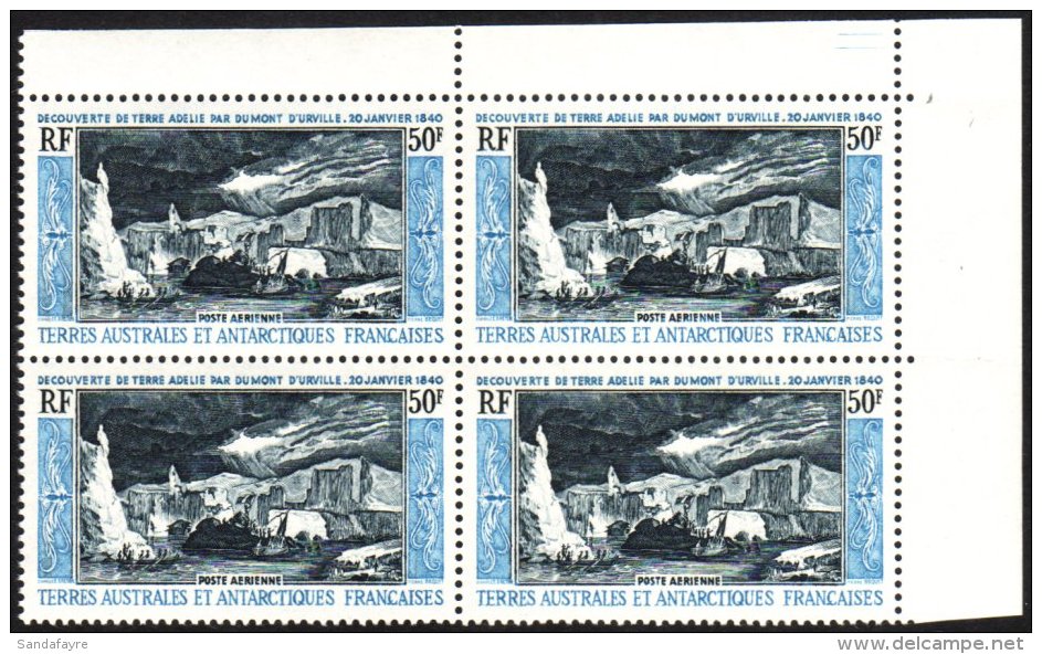 T.A.A.F. 1965 AIR 50f Discovery Of Adelie By Dumont D'Urville (Yvert 8) - A Superb Never Hinged Mint Corner Block... - Sonstige & Ohne Zuordnung