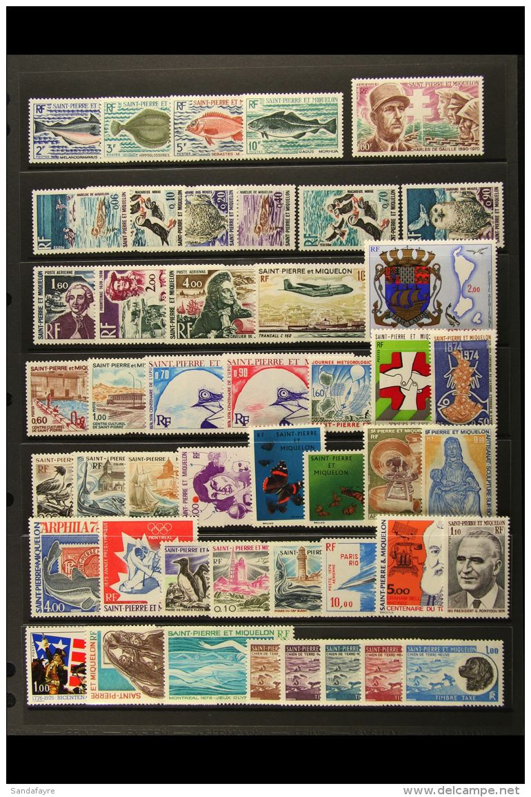 SAINT-PIERRE ET MIQUELON 1972-76 NHM Complete Collection Of Postal Issues, Airs &amp; Dues On Stock Pages. Superb... - Autres & Non Classés