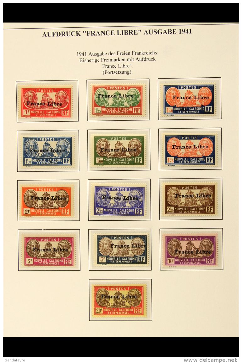 NEW CALEDONIA 1941 "France Libre" Overprinted Complete Set (Yvert 195/29, SG 232/66) Never Hinged Mint, Some... - Sonstige & Ohne Zuordnung
