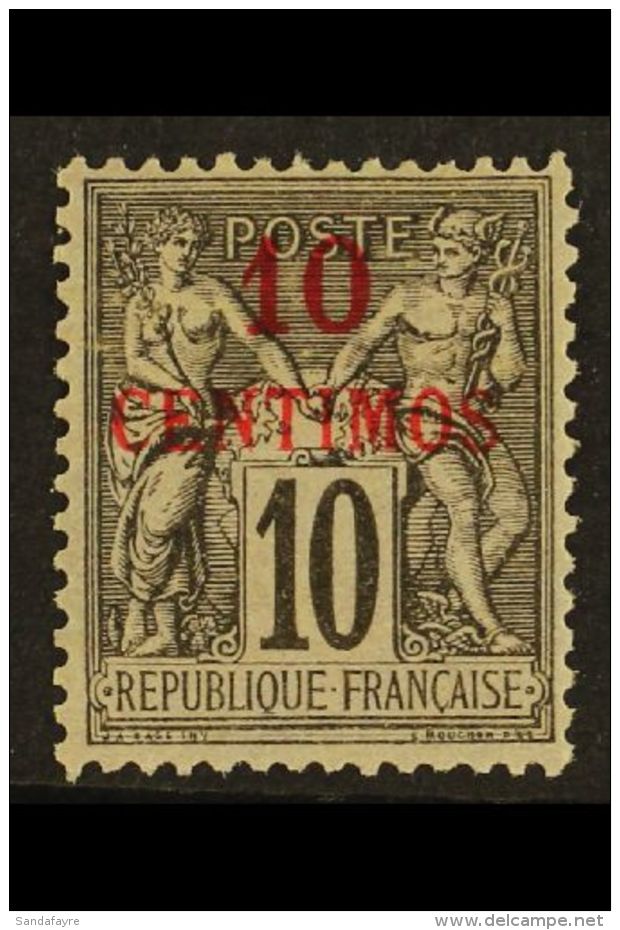 MOROCCO 1891 10c On 10c Black On Lilac, Type II, Ovptd In Red, Yv 3Aa, Very Fine Mint. For More Images, Please... - Sonstige & Ohne Zuordnung