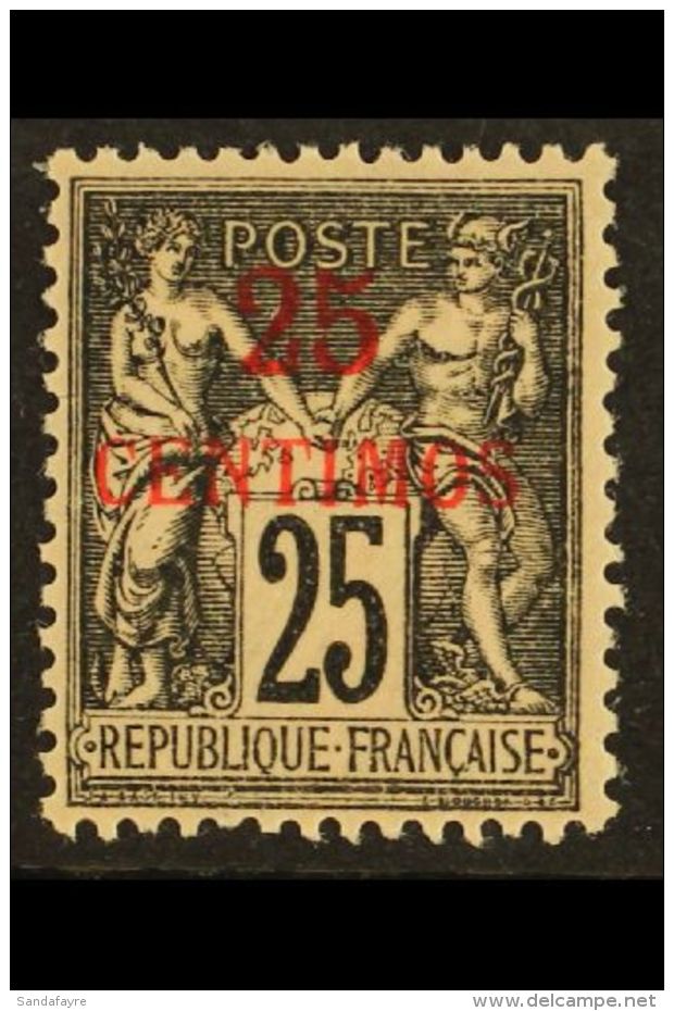 MOROCCO 1891 25c Black On Rose Overprinted In Red, Yv 5a, Very Fine Mint. For More Images, Please Visit... - Sonstige & Ohne Zuordnung