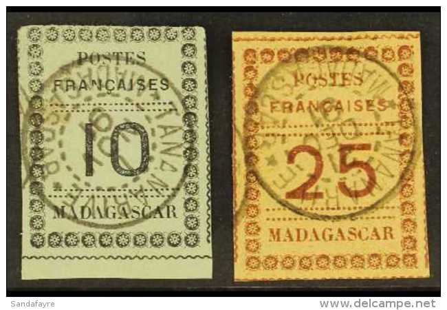 MADAGASCAR 1891 10c Black On Blue-green &amp; 25c Brown On Buff, Yvert 9, 11, Very Fine Used With "Tananarive"... - Sonstige & Ohne Zuordnung
