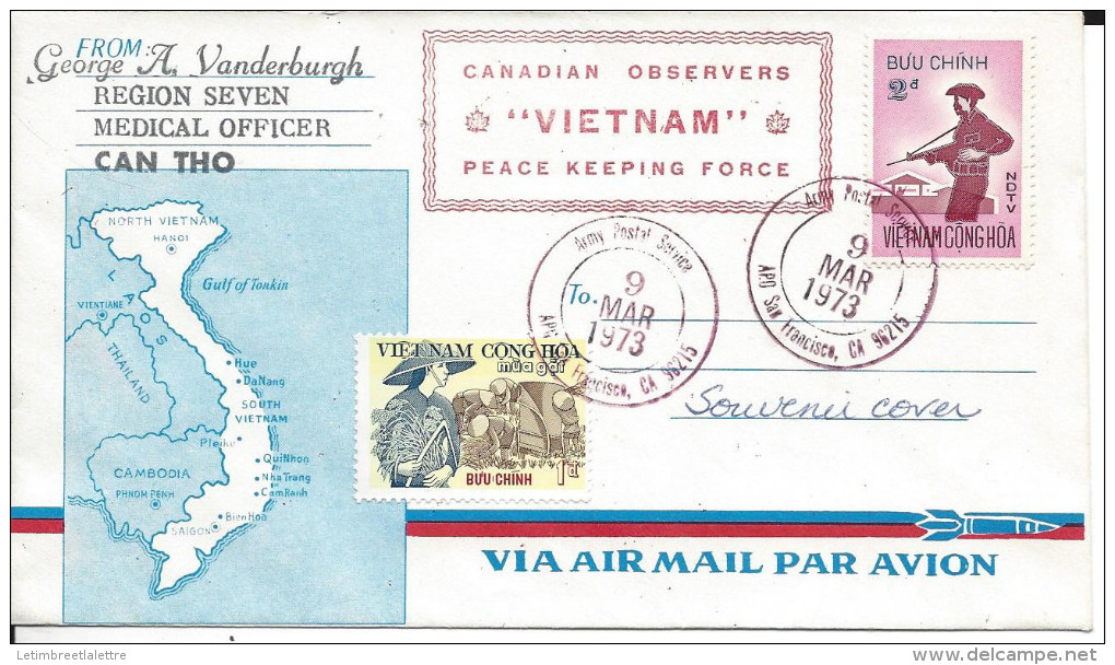 South Vietnam Cover Millitary CACHET "Canadian Observers Peace Keeping Force" - Viêt-Nam