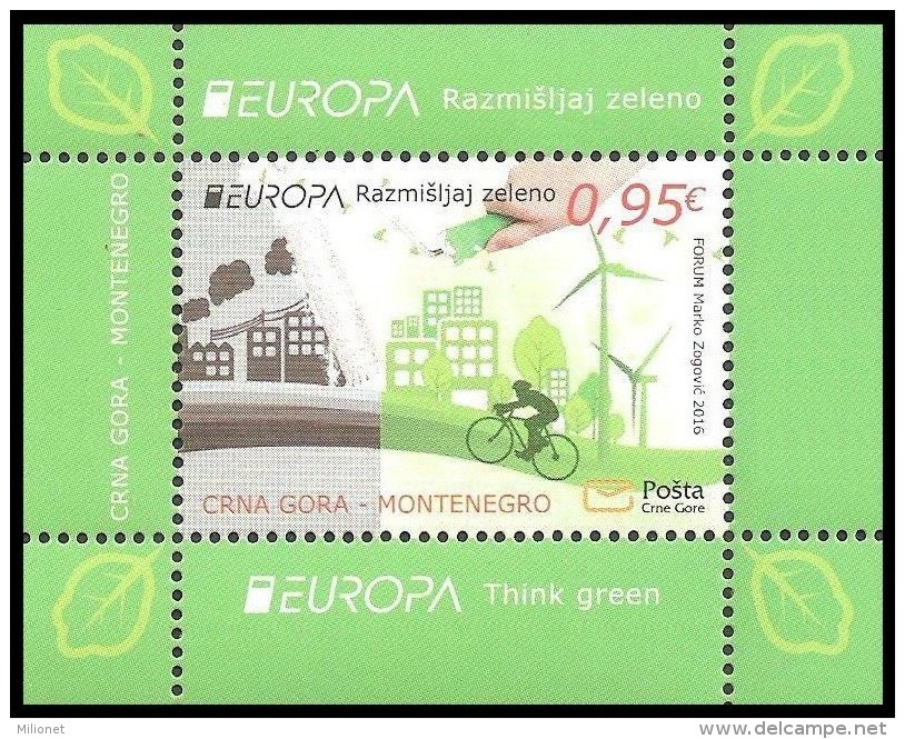 SALE!!! MONTENEGRO CRNA GORA 2016 EUROPA CEPT THINK GREEN Souvenir Sheet MNH ** - 2016