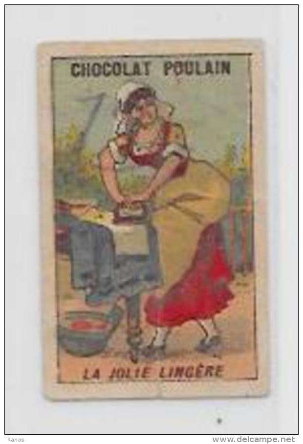 Chromo Ancien Repassage Fer à Repasser Ironing Publicité Chocolat Poulain 4,5 X 3 - Poulain