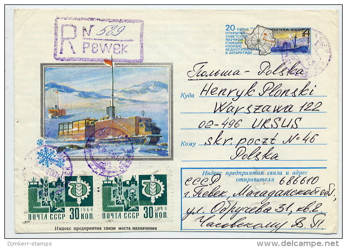 SOVIET UNION 1978 4 K. Polar Research Station  Used Registered To Poland With Additional Franking.  Michel USo36 - 1970-79