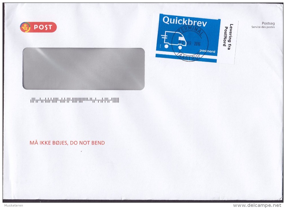 Denmark BRAND NEW "Quickbrev" Label POSTNORD TERMINAL TAASTRUP 02.09.2016 Cover Brief ONLY Domestic Use !! - Cartas & Documentos