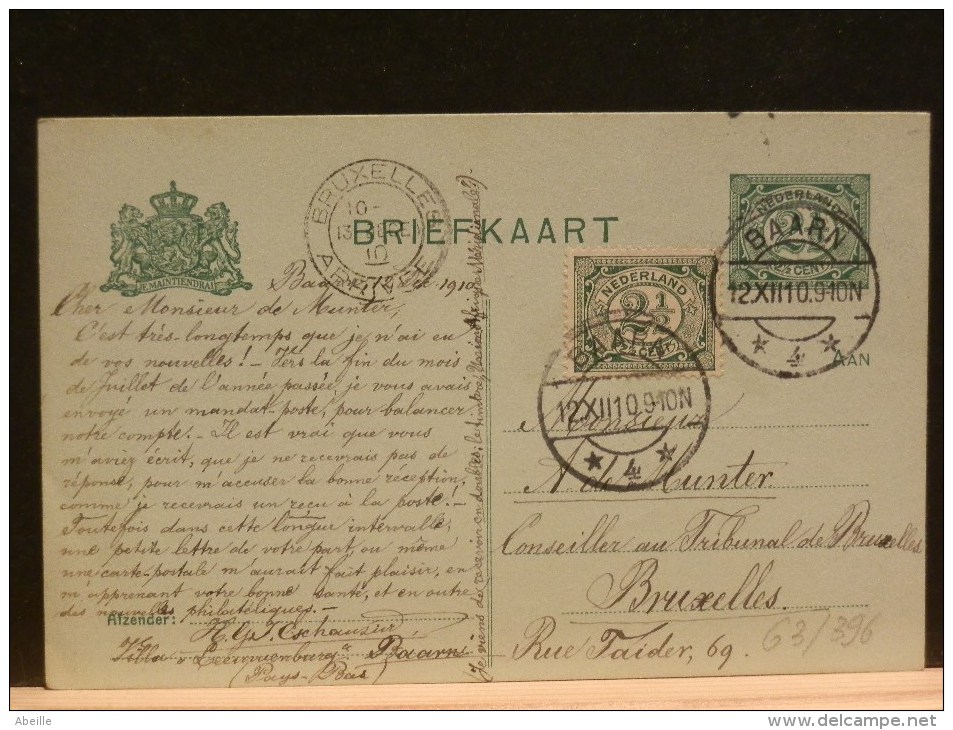 63/396     BRIEFKAART NAAR BELG.  BIJ BIJFR. - Material Postal