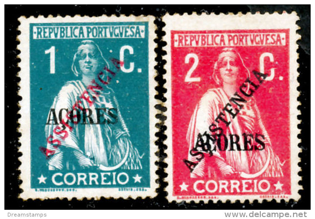 !! Azores Postal Tax 1913 AF#3-4(*) Ceres Overprinted Complete Set (x11210) - Azores