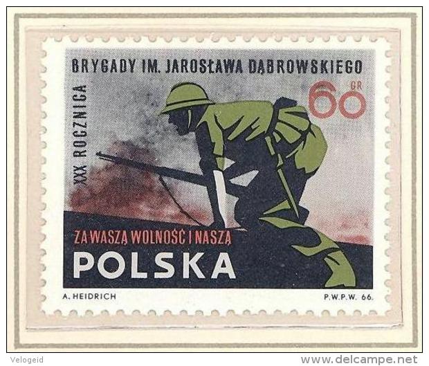 Polonia. Poland. 1966 (**) Mi 1717. Brigada Jaroslaw Dabrowski Brigade - Used Stamps