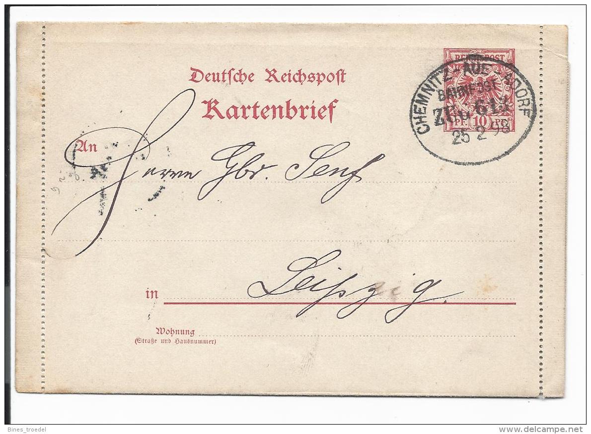 Bahnpost Chemnitz - Aue - Adorf,  Zug 613 Auf  Kartenbrief  - 1898 - Franking Machines (EMA)