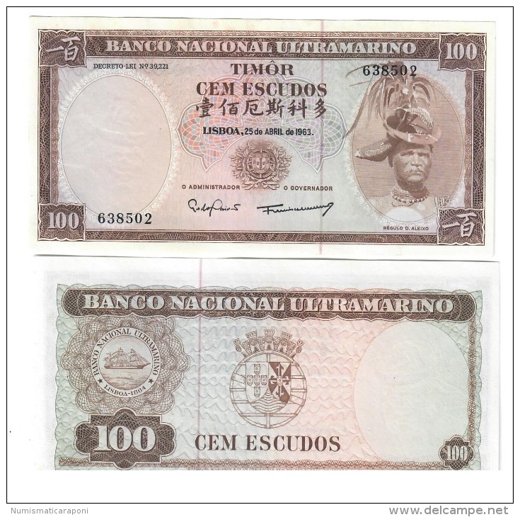 Timor Lisboa 25 Abril 1963 100 Escudos About Unc Q.fds Da Mazzetta Lotto 1527 - Timor