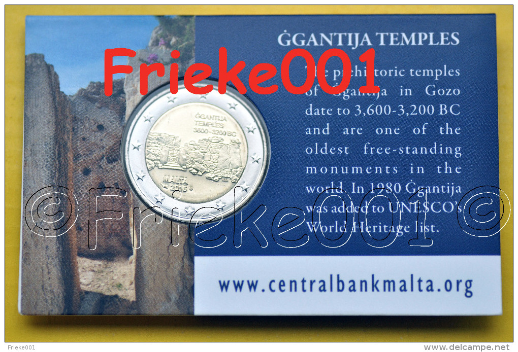 Malta - 2 Euro 2016 Comm In Blister.(Ggantija)(Met Muntteken Hoorn/Avec Corne Mintmark) - Malta