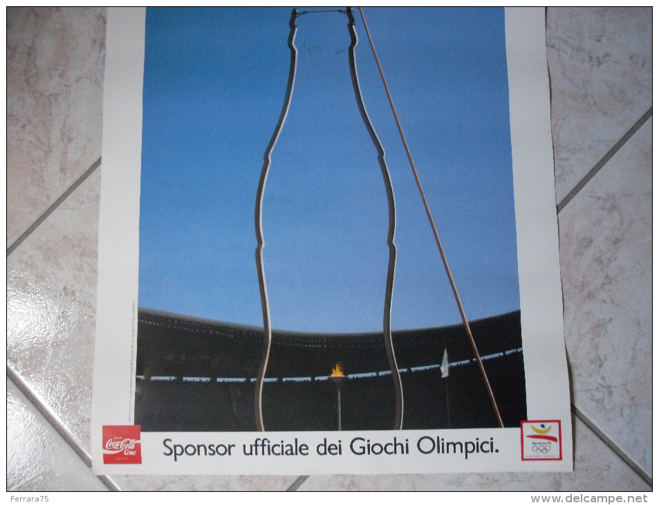 POSTER COCA COLA SPONSOR UFFICIALE GIOCHI OLIMPICI-BARCELLONA-SPAGNA-1992 - Affiches Publicitaires