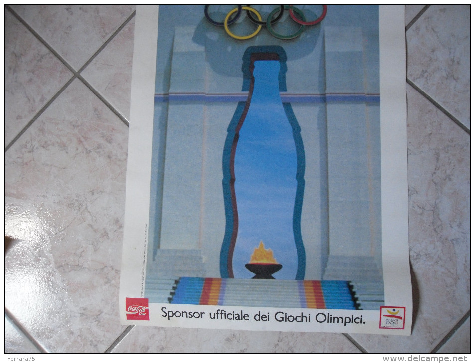 POSTER COCA COLA SPONSOR UFFICIALE GIOCHI OLIMPICI-BARCELLONA-SPAGNA-1992 - Reclame-affiches