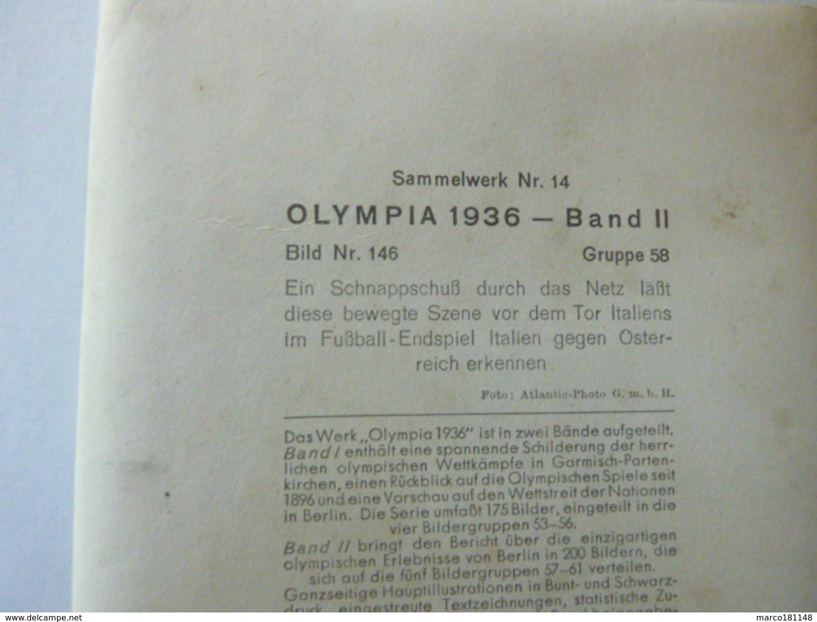 OLYMPIA 1936 - Band II - Bild Nr 146 Gruppe 58 - But Italien Pendant Le Match Contre L'Autriche - Sport