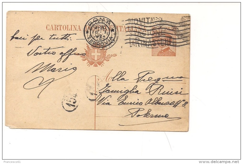 $3-4731 Annullo Meccanico Targhetta LA RINASCENTE NOVITA' PALERMO 1924 - Storia Postale