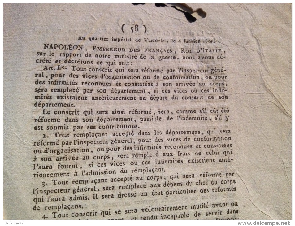 JOURNAL DU DÉPARTEMENT DE LA HTE VIENNE,12 FÉVRIER 1807,EMPIRE FRANÇAIS