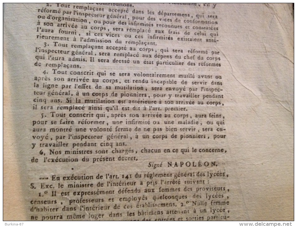 JOURNAL DU DÉPARTEMENT DE LA HTE VIENNE,12 FÉVRIER 1807,EMPIRE FRANÇAIS