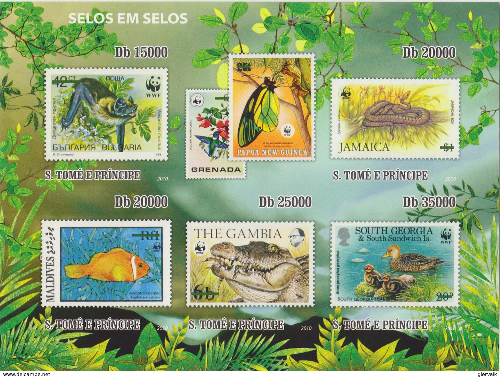 S. TOME E PRINCIPE WWF 2010 Sheet Imperforated MNH With Animals - Unused Stamps