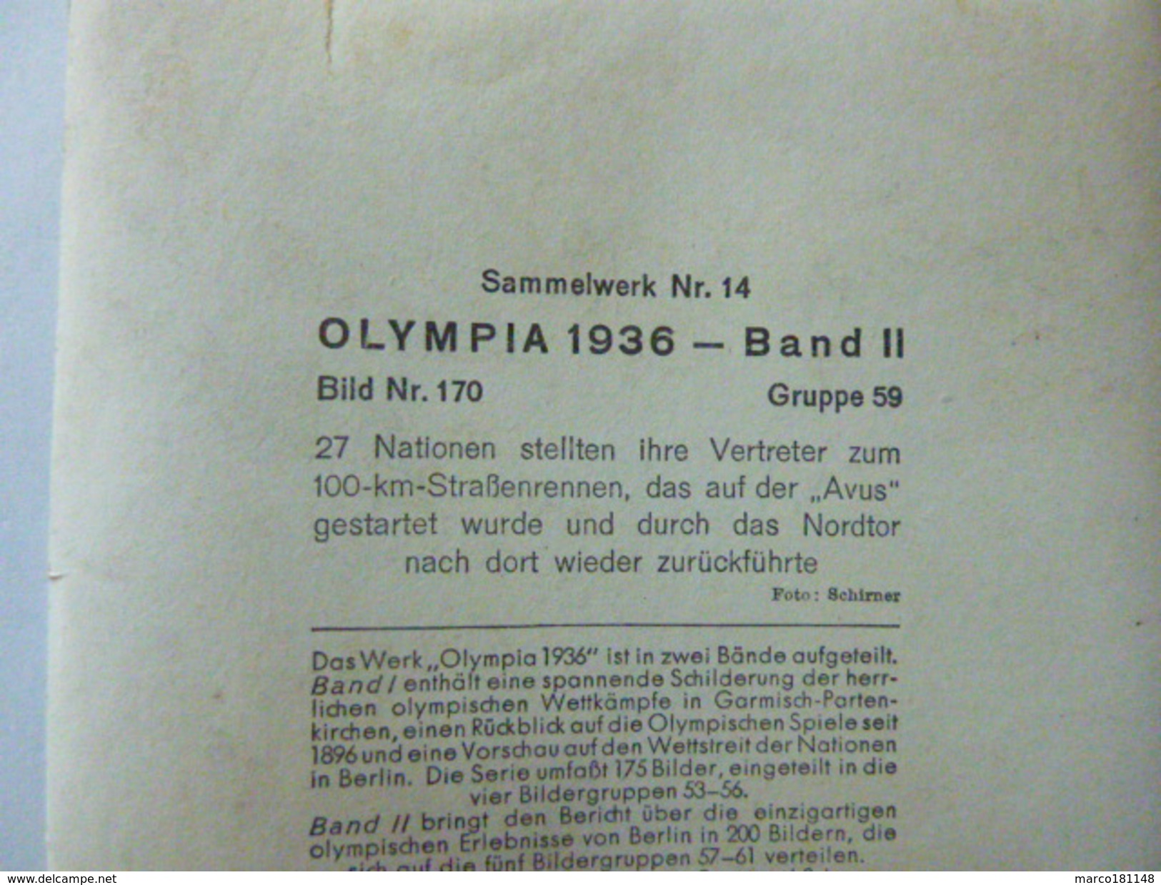 OLYMPIA 1936 - Band II - Bild Nr 170  Gruppe 59 - 27 Nations Aux 100 Kms Sur Route - Sport