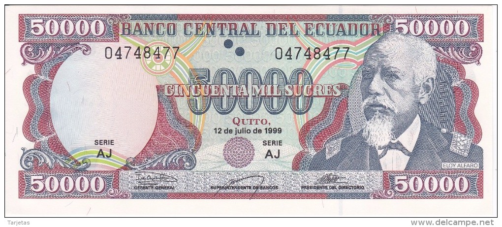 BILLETE DE ECUADOR DE 50000 SUCRES DEL 12/07/1999  SIN CIRCULAR-UNCIRCULATED - Ecuador