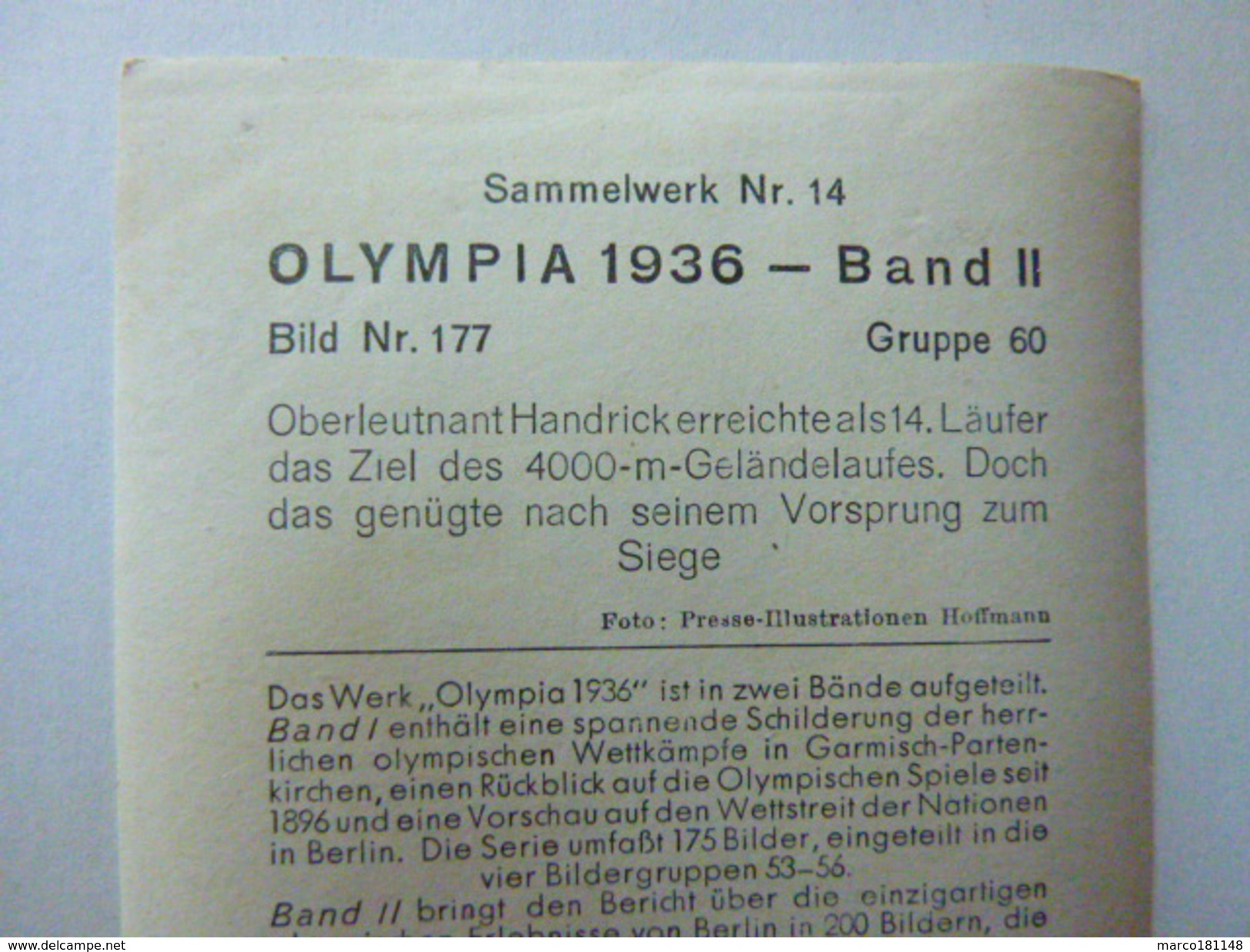 OLYMPIA 1936 - Band II - Bild Nr 177  Gruppe 60 - Oberleutnant Handrick Au 4000 M - Sport