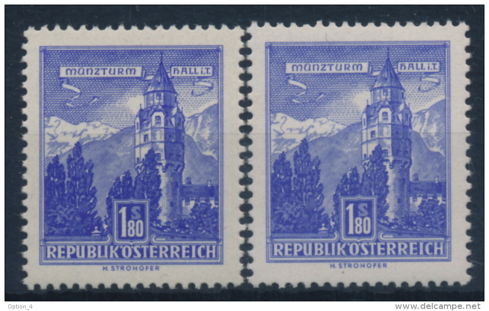 **Österreich Austria 1960 ANK 1101 X+y Mi 1048 (2) Paper Gelb+weiß Bauten Building Architecture Coin - Tower MNH - Unused Stamps