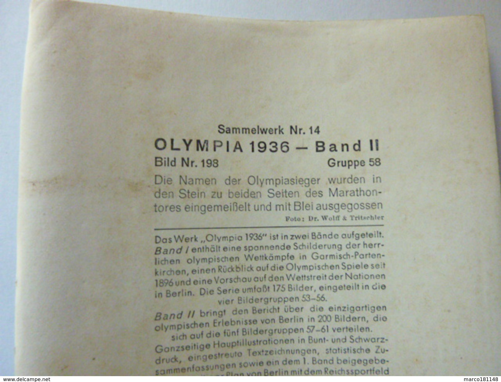 OLYMPIA 1936 - Band II - Bild Nr 198  Gruppe 58 - Gravage Des Noms Des Champions Olympiques (Jesse OWENS) - Sport