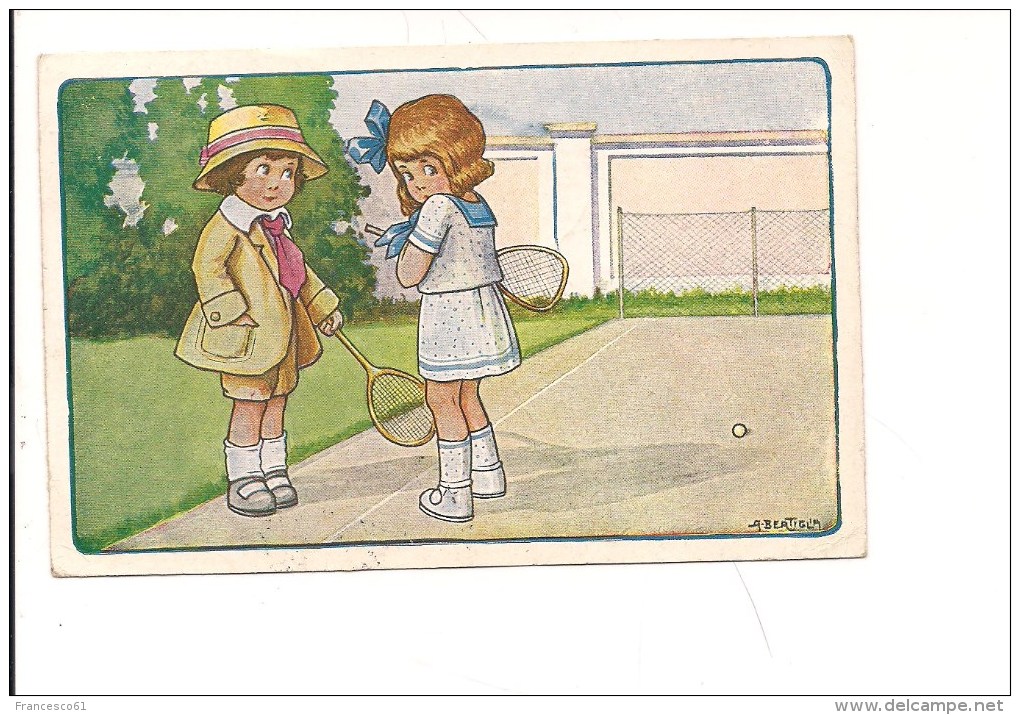 $3-4792 Illustratori Bertiglia Tennis Bimbi Viaggiata 1932 Fp - Bertiglia, A.