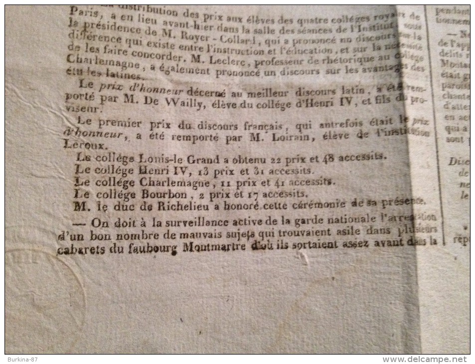 JOURNAL DES MAIRES, 21 Aout, 1817