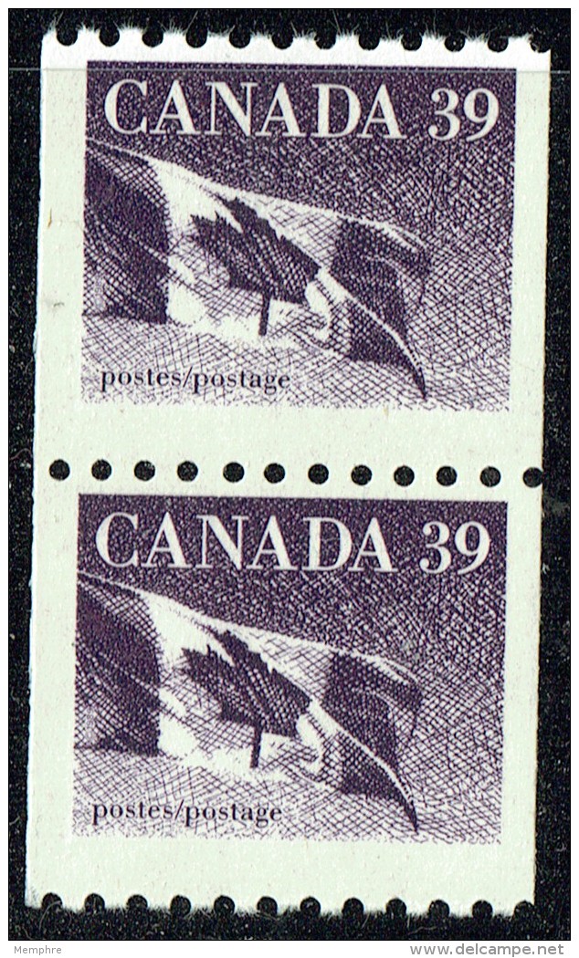 1989   39&cent; Flag Coil Stamp  Sc 1194B Vertical Pair MNH - Neufs