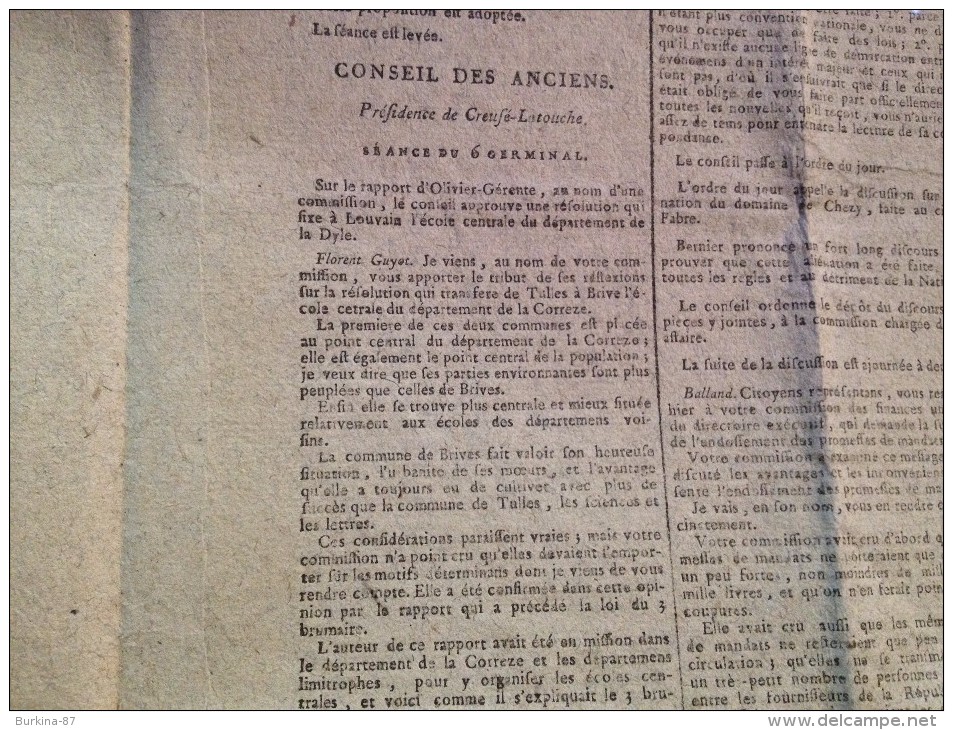 Gazette Nationale, ou le Moniteur Universel, 9 Germinal AN 4 de la république, journal de la république