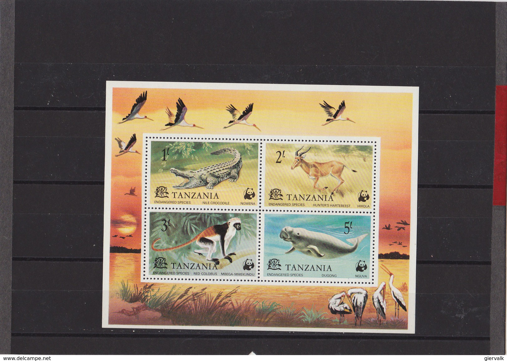 TANZANIA 1977 WWF Block Of Mammals + Reptile MNH - Unused Stamps