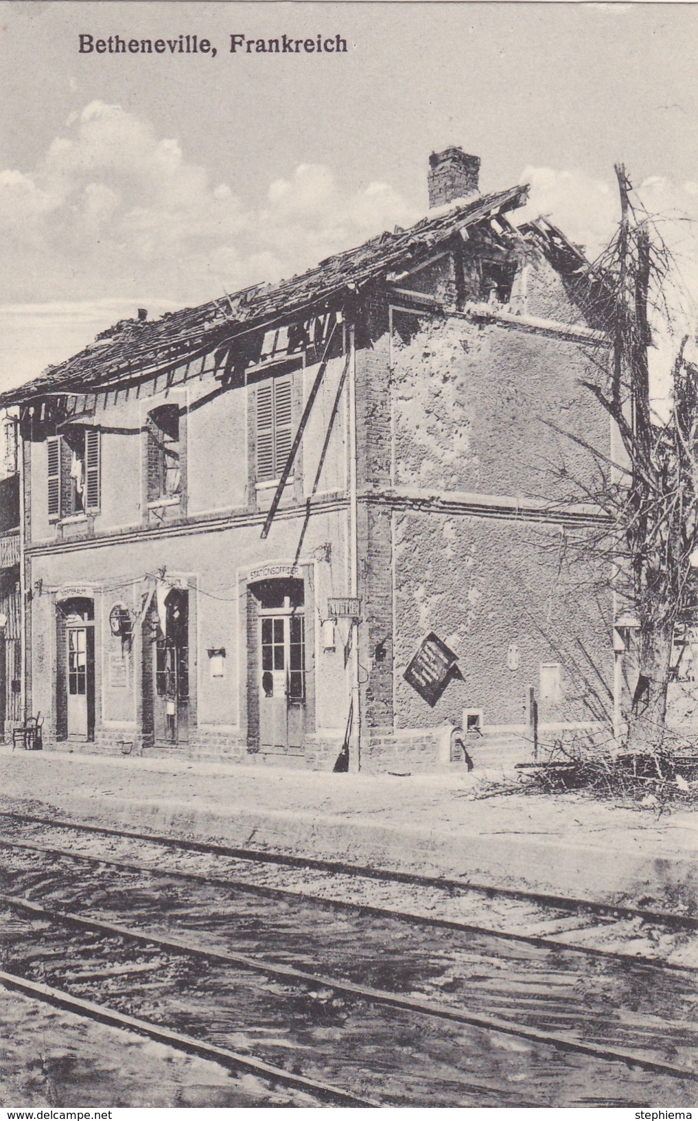 Carte Postale, Ruines De La Gare, Guerre 14-18, Betheniville - Bétheniville