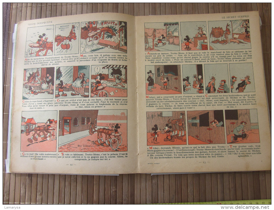 1935 Livre enfant-Collector WALT‎-DISNEY ‎MICKEY JOCKEY‎ ‎HACHETTE .Broché. Etat d'usage. Couv. légèr. passée cote 6o€