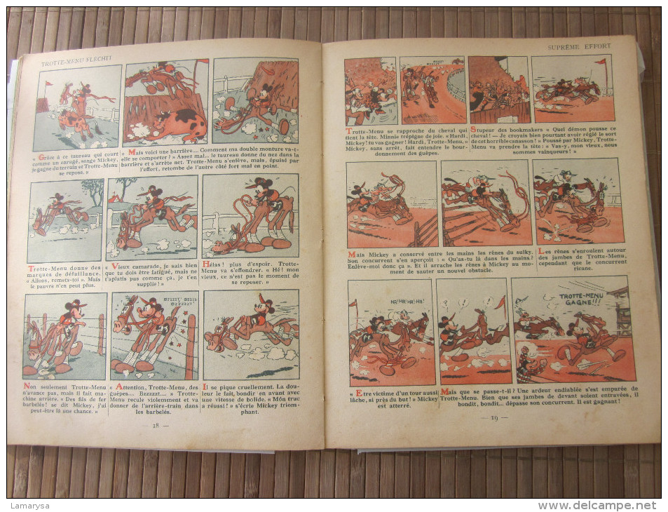 1935 Livre enfant-Collector WALT‎-DISNEY ‎MICKEY JOCKEY‎ ‎HACHETTE .Broché. Etat d'usage. Couv. légèr. passée cote 6o€