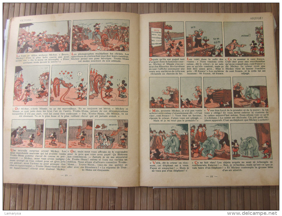 1935 Livre enfant-Collector WALT‎-DISNEY ‎MICKEY JOCKEY‎ ‎HACHETTE .Broché. Etat d'usage. Couv. légèr. passée cote 6o€