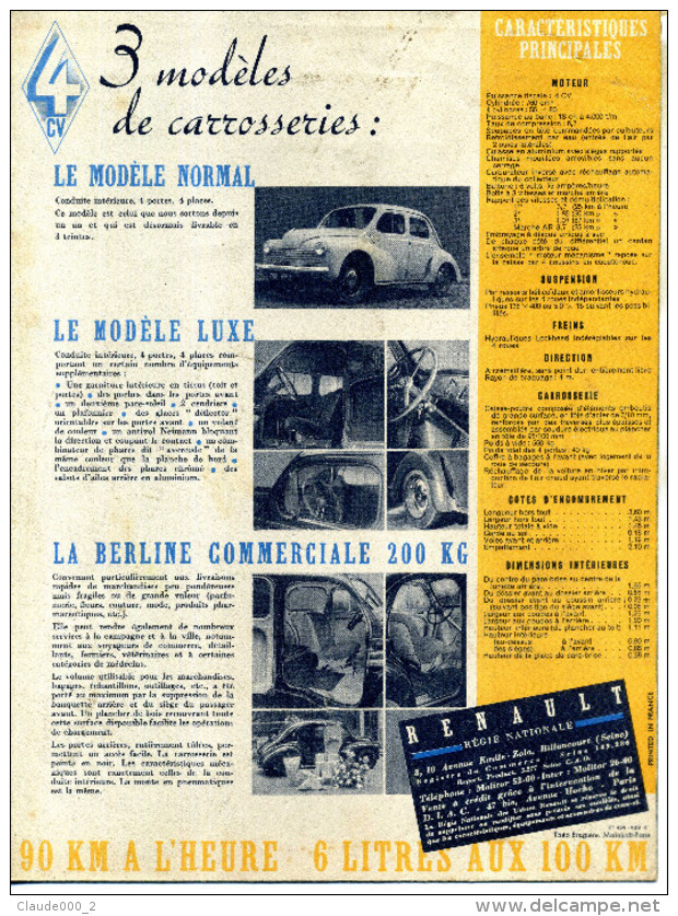 Dépliant Publicitaire " Demandez A Faire Un Essai De La 4 CV RENAULT " - Publicidad