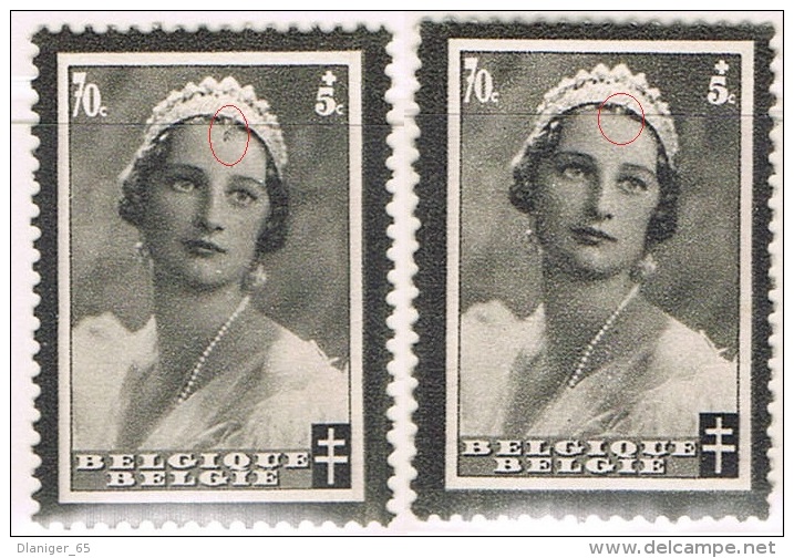 Année 1935  COB 415-V** - Grande Mèche - Antituberculeux - Deuil S.M. La Reine Astrid- Cote  6,50&euro; - Unused Stamps