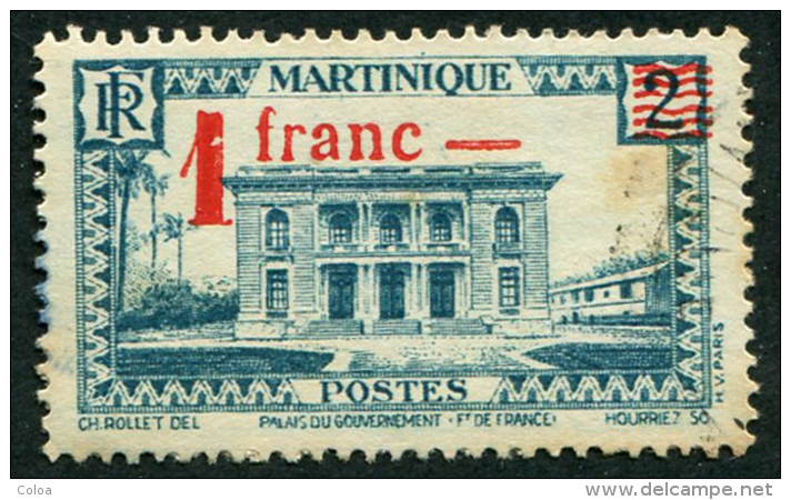 Martinique Palais Du Gouvernement 2 F Surcharge Rouge 1 Franc - Neufs
