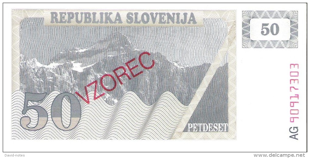 Slovenia - Pick 5s1 - 50 Tolarjev 1990 - Unc - SPECIMEN - VZOREC - Slovénie