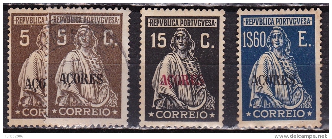 Acores 1929 Ceres, Stamps Of Portugal, Overprinted Acores Without Designers Name Michel 315 (2 X) - 317* - 320* - Azores