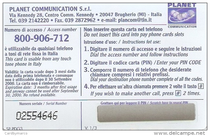 *ITALIA - PLANET COMMUNICATION* - Scheda NUOVA (MINT) - Cartes GSM Prépayées & Recharges