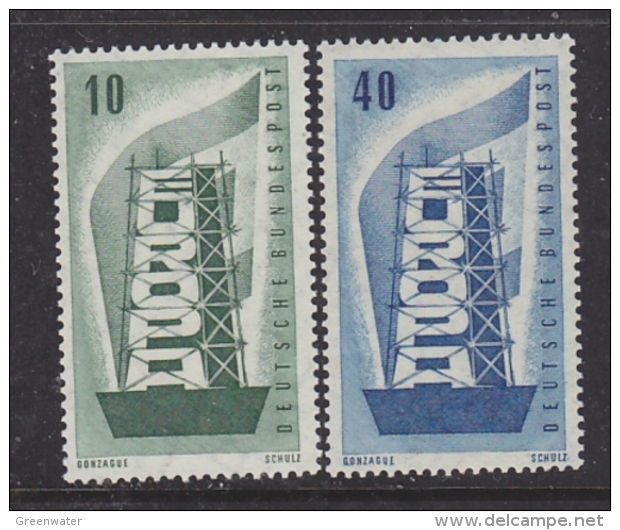 Europa Cept 1956 Germany 2v Original Gum (blue Colour Spot On Backside 40Pf) ** Mnh (32800B) - 1956