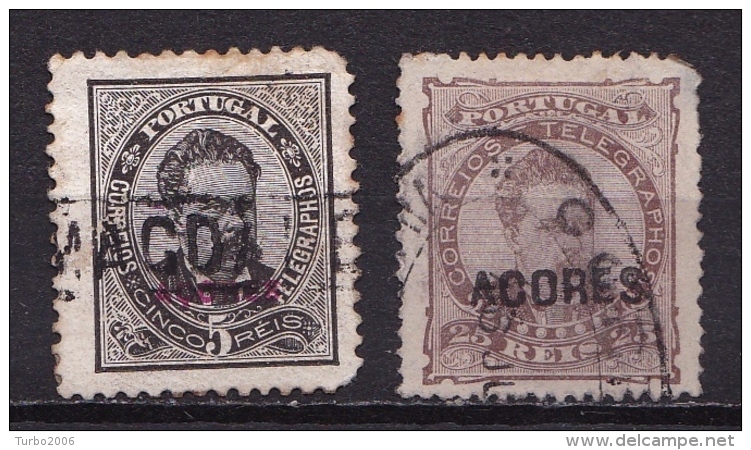 Acores 1885-87 King Louis I 5-25 R Of Portugal, Overprinted Acores  Michel 55 AyDb - 58yDb - Azores