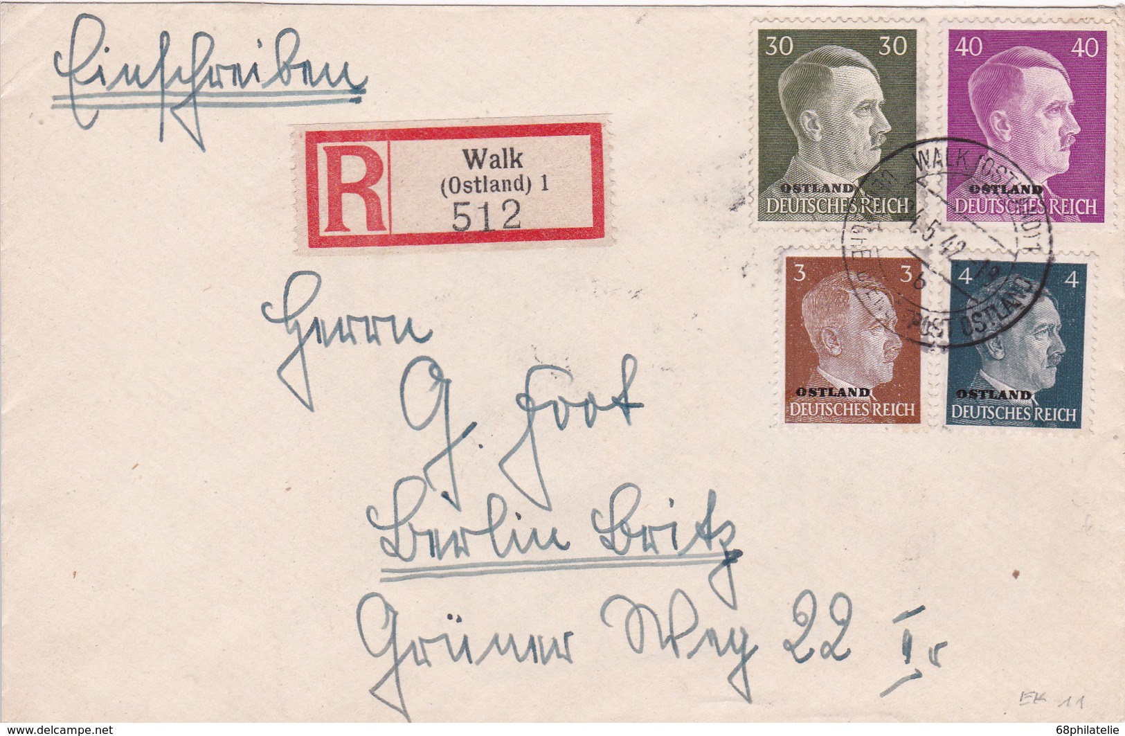 ALLEMAGNE 1942 DE WALK AVEC CACHET ARRIVEE - Lettres & Documents